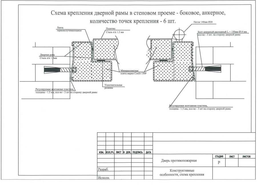 схема установки металлической двери