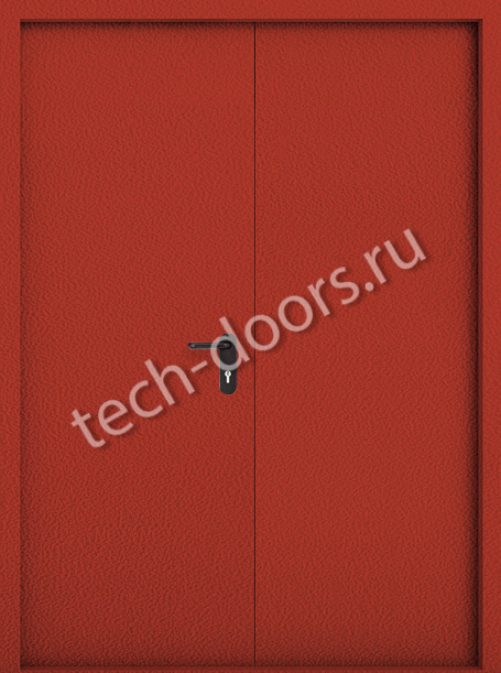 Противопожарная двупольная дверь красная 1550x2050